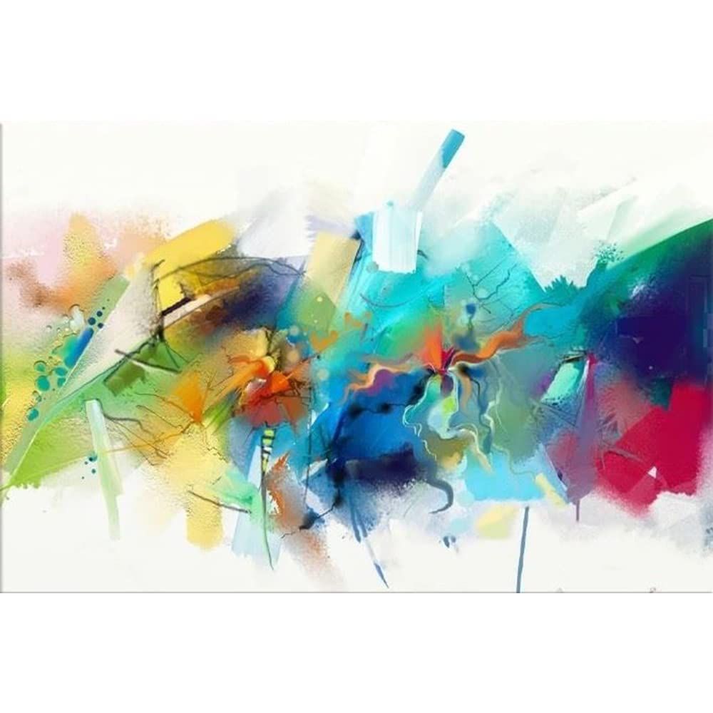 Handmade Canvas Acrylic Framed Painting Panoramic Abstract Strokes, 2 x 2 Feet, Set of 1