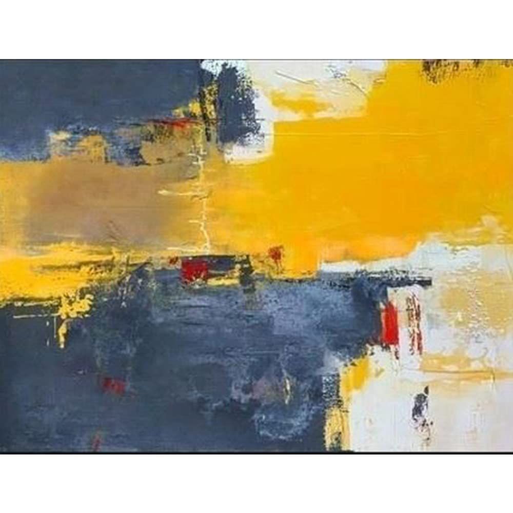 Handmade Canvas Acrylic Framed Painting Merging Territory, 2 x 3 Feet, Set of 1