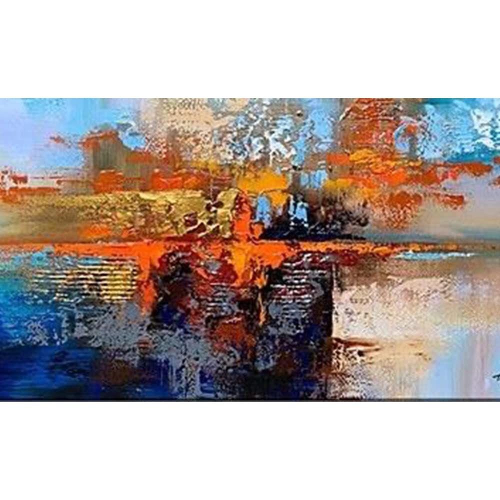 Handmade Canvas Acrylic Framed Painting Shadow on Sea, 2 x 3 Feet, Set of 1