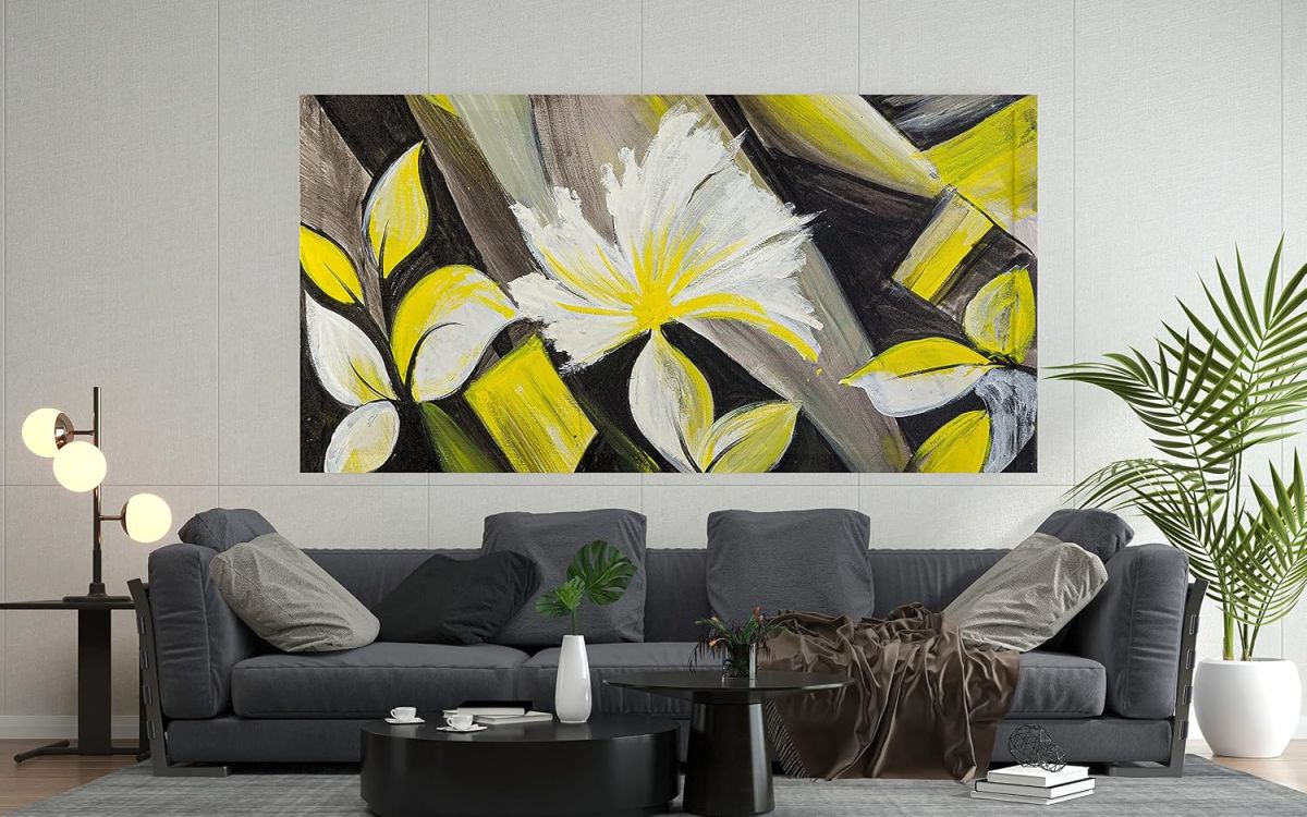 Acrylic Abstract Flower Canvas Painting Wall Art 3 x 2 Feet