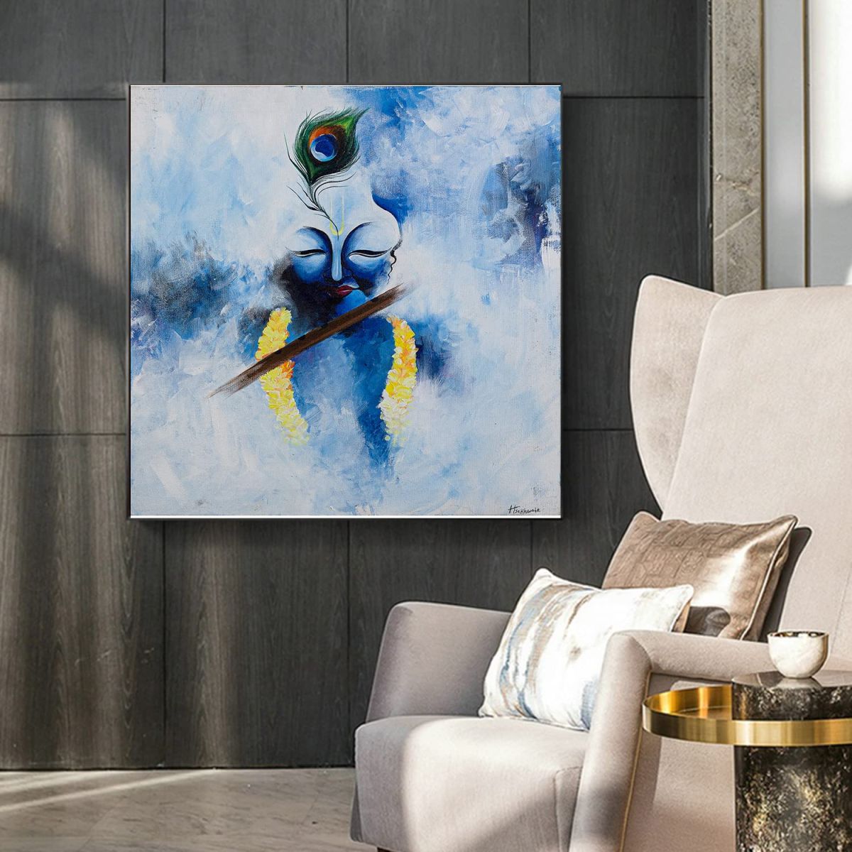 Krishna Abstract Modern Art Canvas Painting 2 x 2 Feet