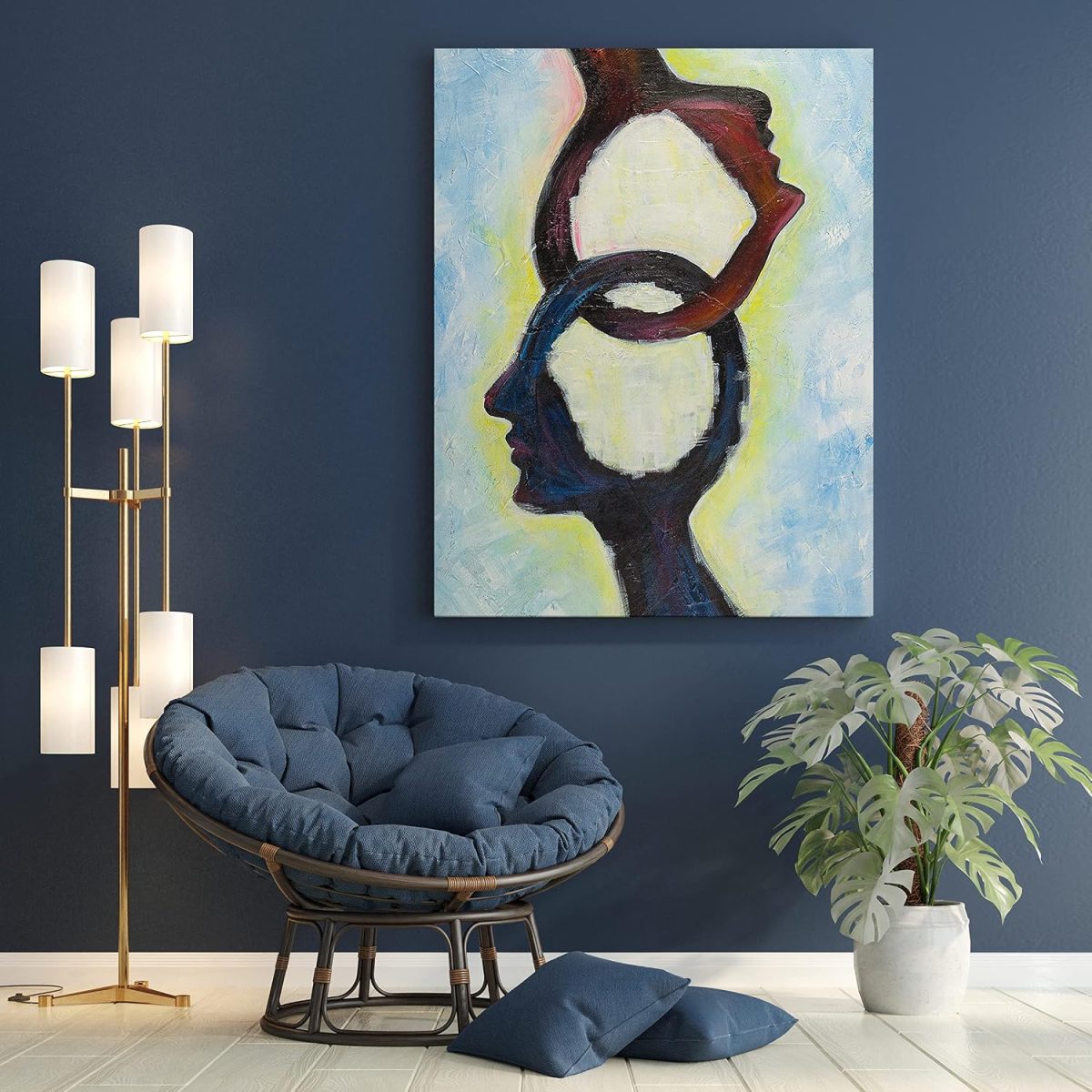 The Interlock Canvas Handmade Painting Acrylic Framed 2 x 3 Feet