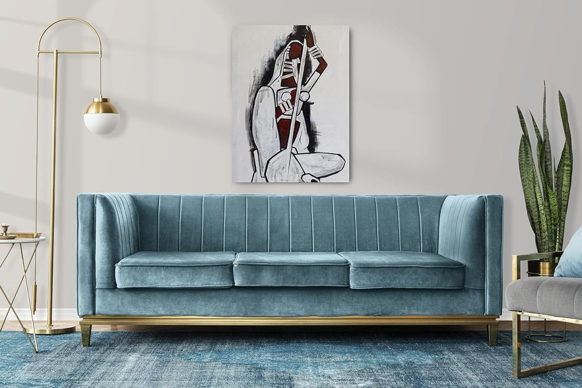 Lady Playing Veena Painting Canvas Art Framed 2 x 4 Feet