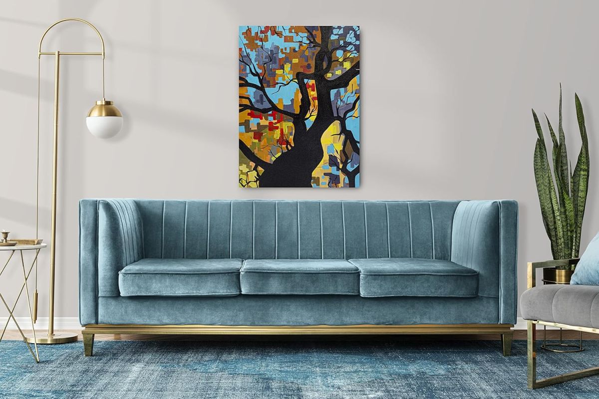 Handmade Canvas Acrylic Framed Painting Portrait Paintings Horror Tree, 2 x 3.5 Feet, Set of 1