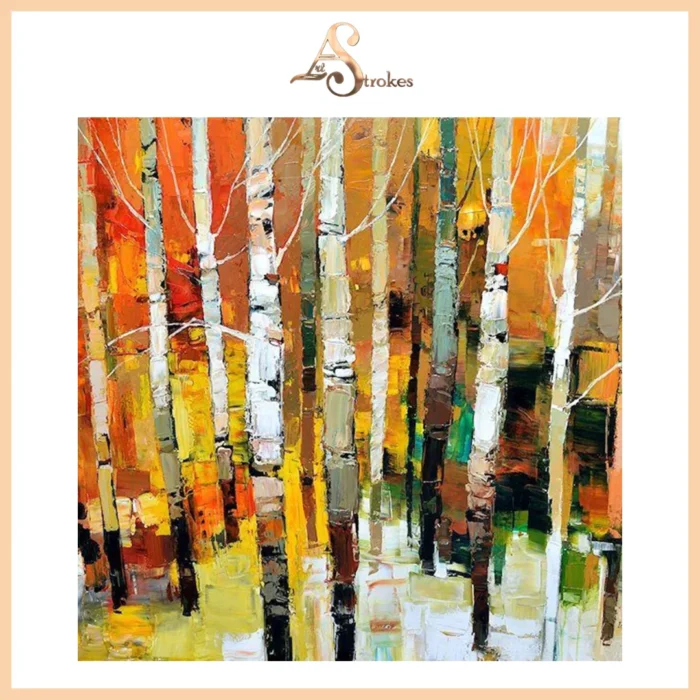 Abstract Colorful Bamboo Tree Acrylic Canvas Painting Wall Art