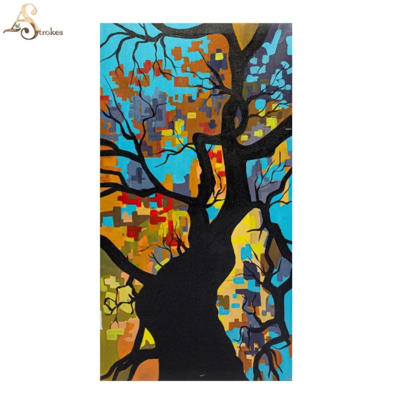 Abstract Colorful Tree Canvas Painting Wall Art