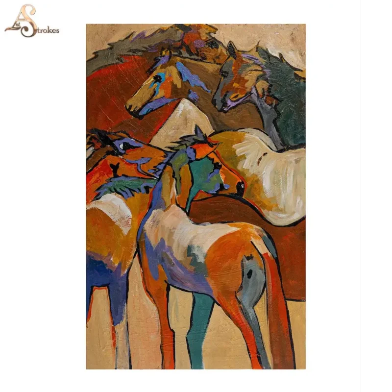 Canvas Painting of Horses Group