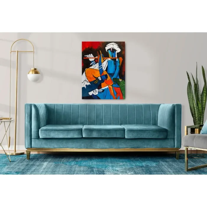 Flute Player Framed Canvas Wall Painting For Sale 2 x 3 Feet - Image 2