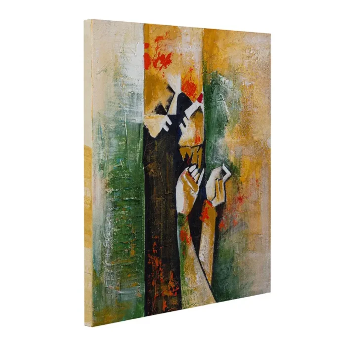 Handpainted Framed Acrylic Painting of Tragedy 2 x 2 Feet - Image 5