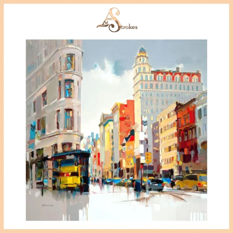 Modern City Building Towers Canvas Painting