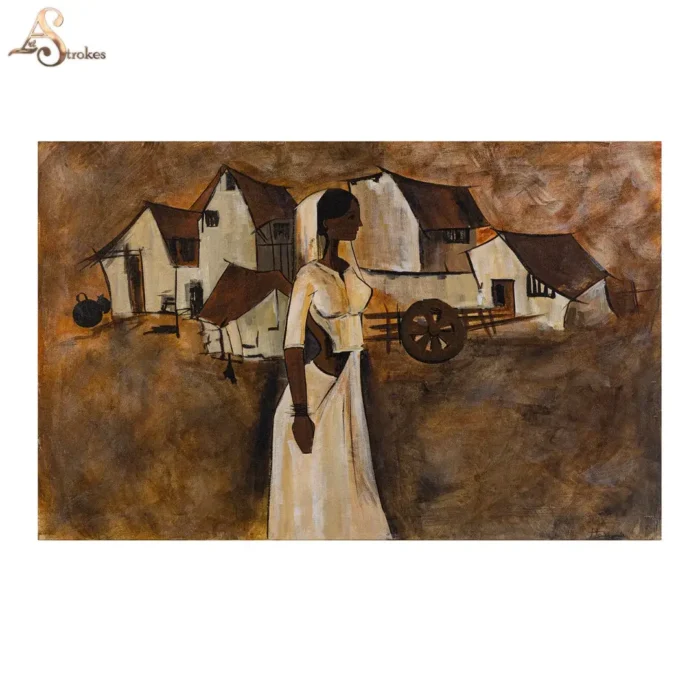 Original Village Women Canvas Painting Wall Art