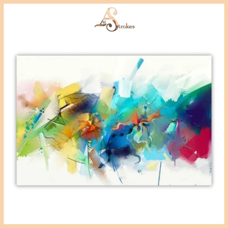 Panoramic Abstract Strokes Canvas Wall Art Framed