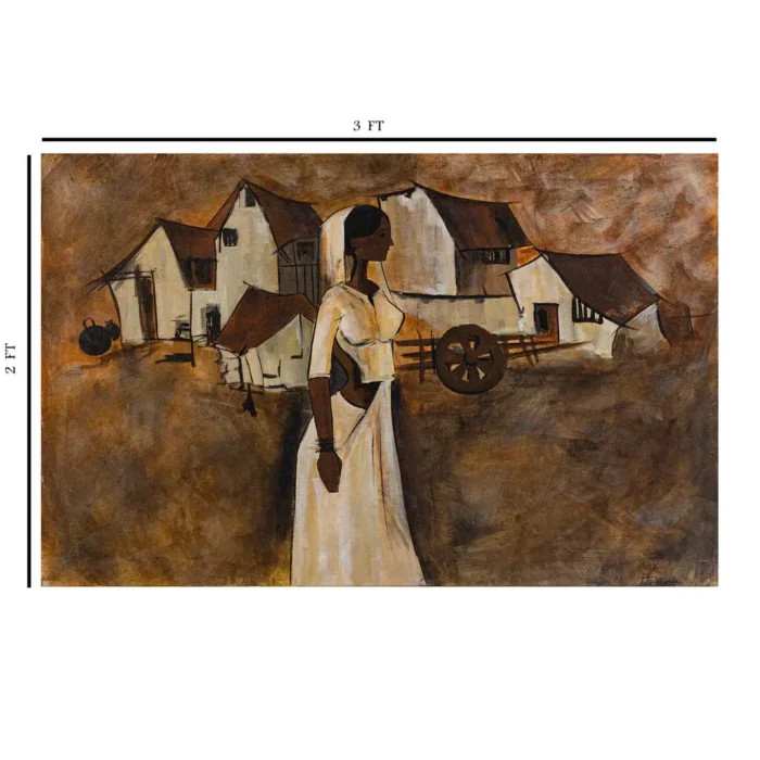 Original Village Women Canvas Painting Wall Art 3 x 2 Feet - Image 4