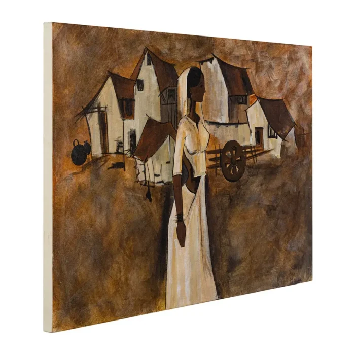 Original Village Women Canvas Painting Wall Art 3 x 2 Feet - Image 5