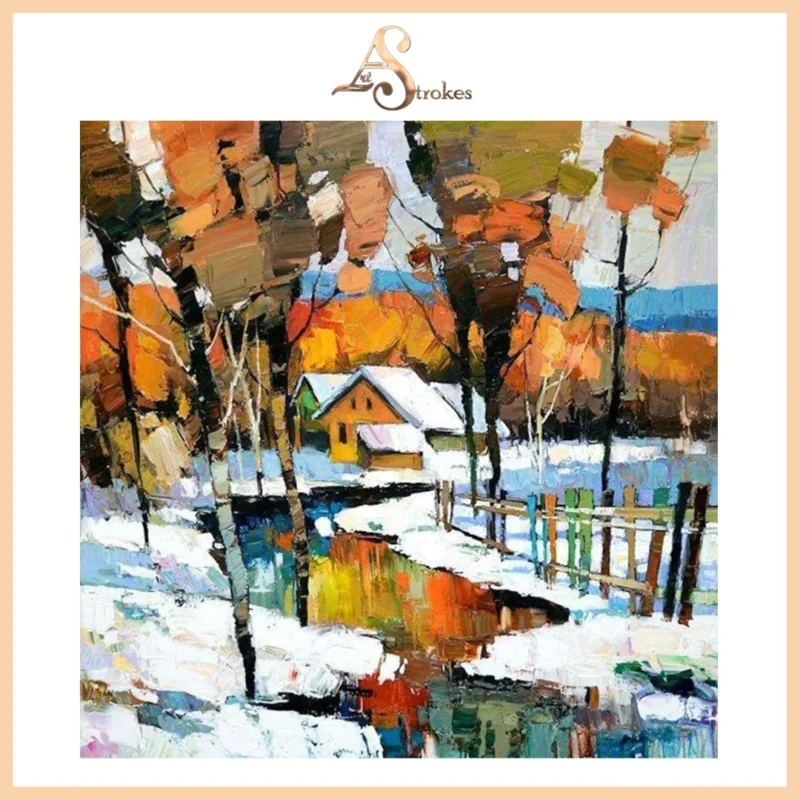 Winter Scene Landscape Canvas Wall Art Painting