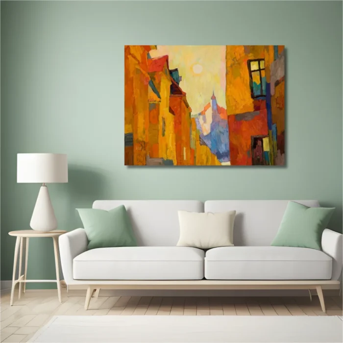Colorful Buildings Canvas Painting Wall Art Framed 3 x 2 Feet - Image 2