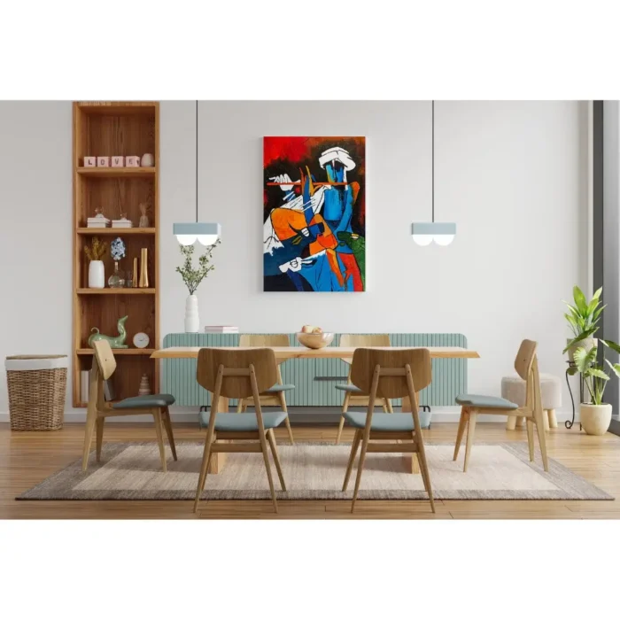 Flute Player Framed Canvas Wall Painting For Sale 2 x 3 Feet - Image 3