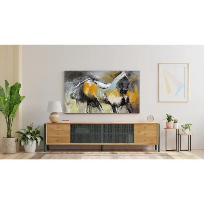 Framed Horse Wall Art Canvas Painting For Sale 3 x 2 Feet - Image 2
