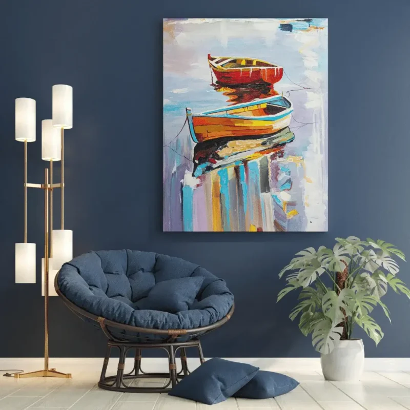 painting of boats on water HA1007