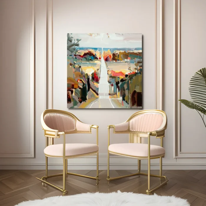 Pathway Canvas Acrylic Framed Painting For Sale 2 x 2 Feet - Image 2