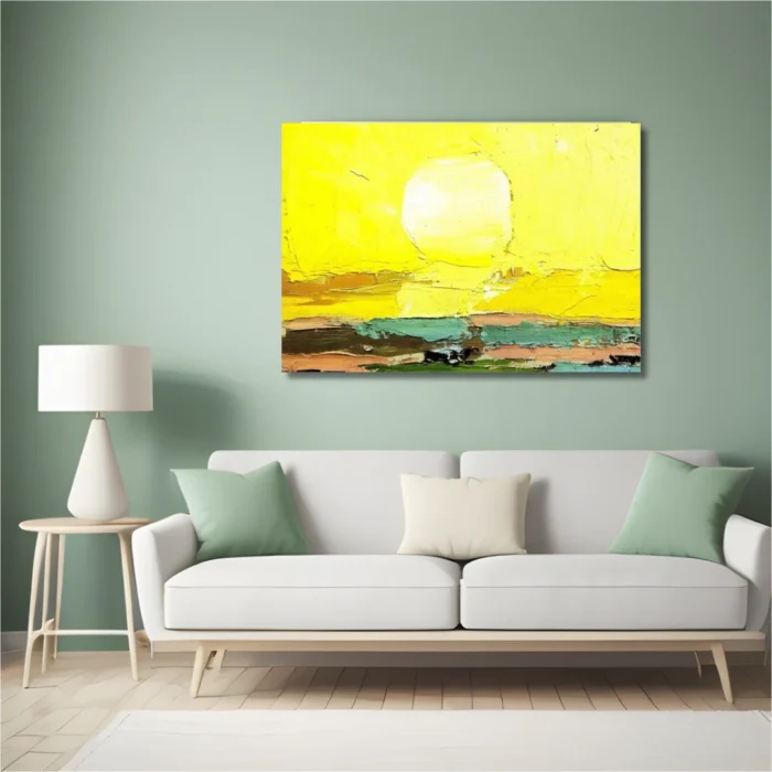 Handpainted Acryli Canvas Sunset Painting 3 x 2 Feet - Image 2