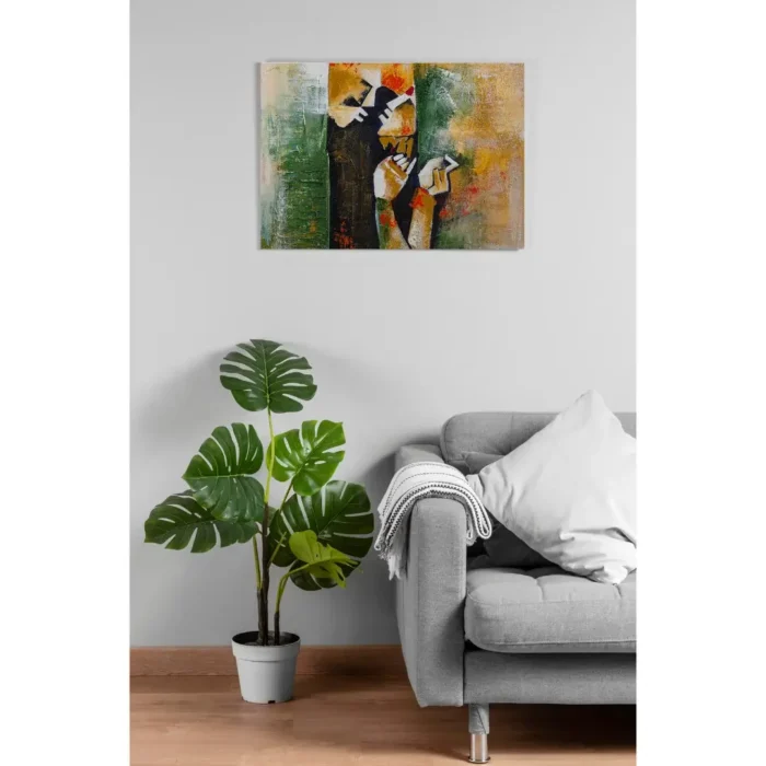 Handpainted Framed Acrylic Painting of Tragedy 2 x 2 Feet - Image 3