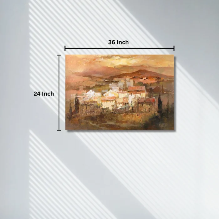 Village Scene Traditional House Canvas Painting Wall Art 3 x 2 Feet - Image 3